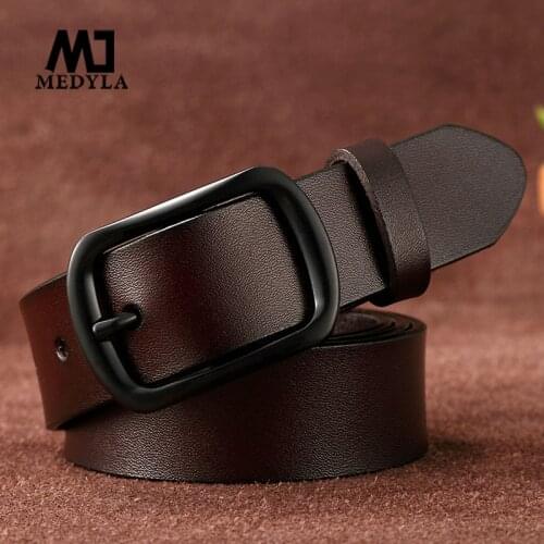MEDYLA Leather Pure Cowskin Belt Square Buckle Pin Buckle Casual Simple All-match student Tide Jeans Belt Fashion For Women