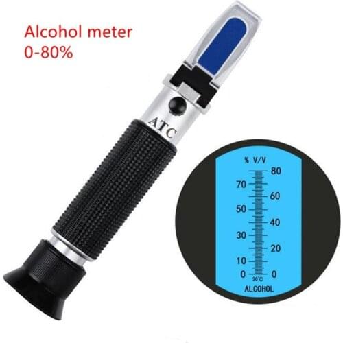 Hand-Held Alcohol Refractometer 0-40% Grapes Brix 1.000~1.130 Wort Beer Tester Liquor Alcohol Meter 0-80% Black