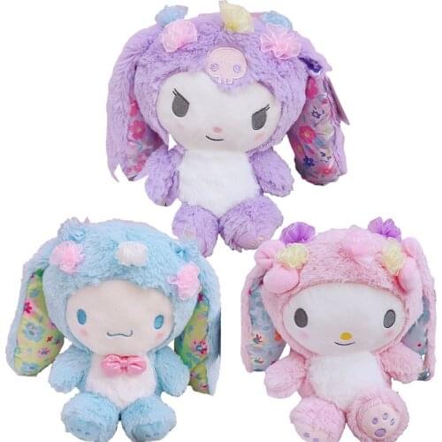 Sanrio Plush Doll Toy Cute Anime Cartoon Kuromi My Melody Cinnamoroll Kawaii Easter Bunny Clothing Plush Toys For Girl Kids Gift