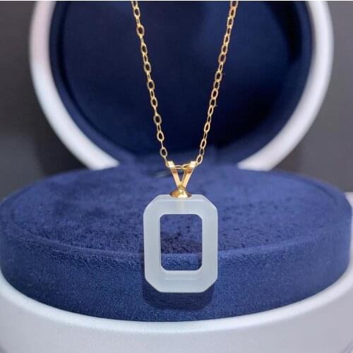 SHILOVEM 18k yellow gold natural white Jasper pendants Gift fine Jewelry plant wedding no necklace 12*16mm mymz1216892hby