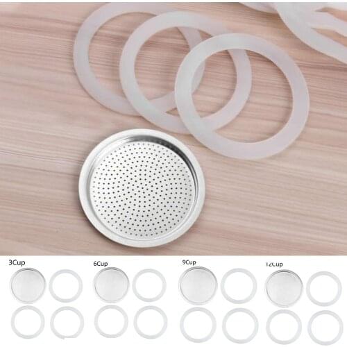 3/6/9/12 Cup 3 Silicone Gaskets And Aluminum Filter Moka Pot Coffee Bottle Replacement Compatible With Moka Express