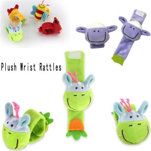 Lovely Soft Hands Wrist Rattle Baby Animal Hanging Bell Rattles Toy Cute Learning Educational Stroller Toys