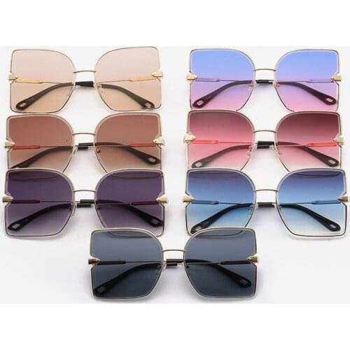 Luxury Brand Cat Eye Sunglasses Women Men Trendy Metal Frame Square Sun Glasses Female Oversized Shades Glasses Oculos UV400