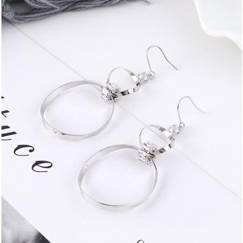 TONGKWOK Bohemia Exaggeration Dangle Earrings For Women Silk Thread Tassel Metal Long Chandelier Earrings #139564