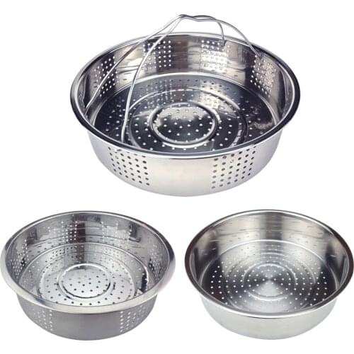 401 Stainless Steel Steamer Thickened Deepened Vegetables Fruits Drain Basin