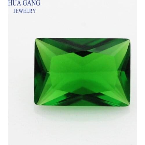 Green Color Rectangle Shape Cut Loose Glass Beads Synthetic Gems For Jewelry Size 2x3~12x16mm Free Shipping