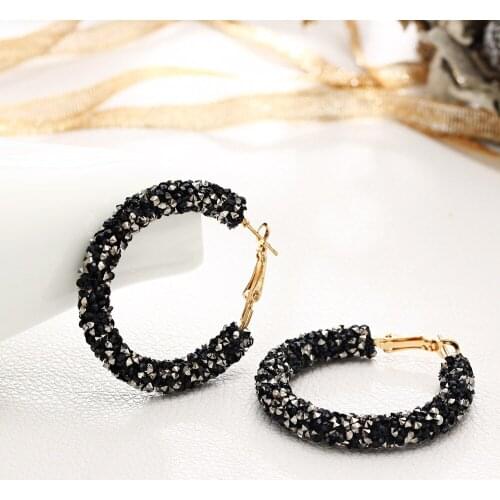 AliExpress wish new fashion simple personality retro exaggerated earrings circle crystal earrings earrings female