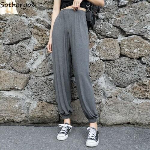 Sleep Bottoms Women Sleepwear Pants Summer Vintage Students Fashionable Home Wear Elastic Waist Full Length Running Casual New