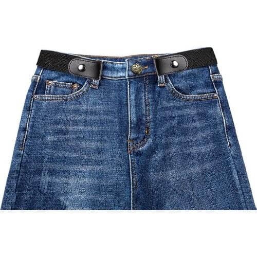 Lazy Belt Women Men Buckle-Free Elastic Invisible Leather Waistband Apparel Accessories for Jeans Pants Outdoor Tool