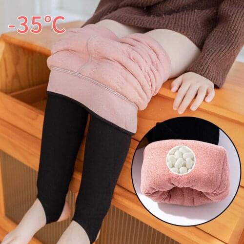 Winter girls Extra-thick silk leggings warmer Plus velvet thickening trousers kids child High waist/Elastic Keep warm baby pants