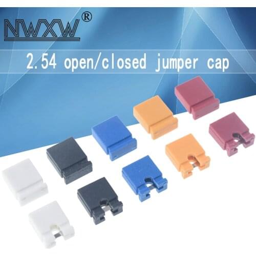 100pcs/lot 2.54MM Jumper Cap Open Closed Type Shorting Cap Shorting Block Pin Header Cap Black/White/Red/Yellow/Blue