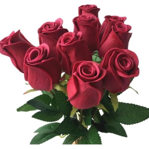 11pcs Real Touch PU Roses Artificial Natural Looking Faux Rose Flowers for Wedding Party Floral Decoration