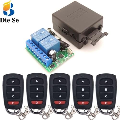 12V 10A 2CH rf Relay Receiver 433MHz Universal Wireless Remote Control for Universal Electric curtains/ Garage / Door Opener