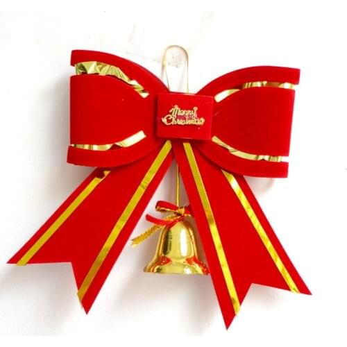2016 New Christmas Tree Ornaments Christmas Tree Toppers Big Bow with Bell Childrens Day Kids Gift 10pcs/lot