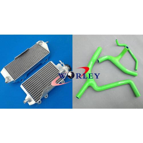 Aluminum Radiator& GREEN HOSE for KAWASAKI KXF450 KXF 450 KX450F 2012-2015 14 13