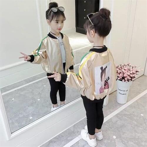 Teen Kids Baby Girls Baseball Jacket Long Sleeve Print Stripe Coat Outwear 2020 Summer Hot Sale Children Clothes 3 to 13Y