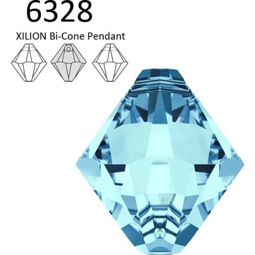 6 piece) 100% ORIGINAL Crystal from Swarovski 6328 XILION Bi-Cone Pendant loose beads rhinestone DIY jewelry making