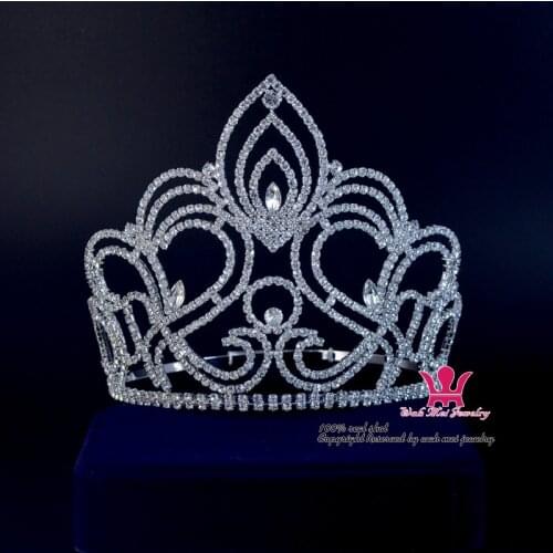 Large Pageant Tiara Crown Miss Beauty Queen Crowns Bridal Wedding Hair Jewelry Princess tiara For Party Prom Night Clup Show