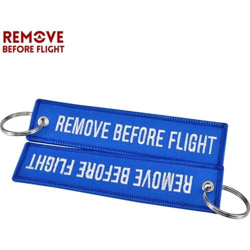 10 PCS/LOT Remove Before Flight Keychain for Motorcycles Blue Embroidery Key Fobs OEM Key Chain Fashion Jewelry Aviation Gifts