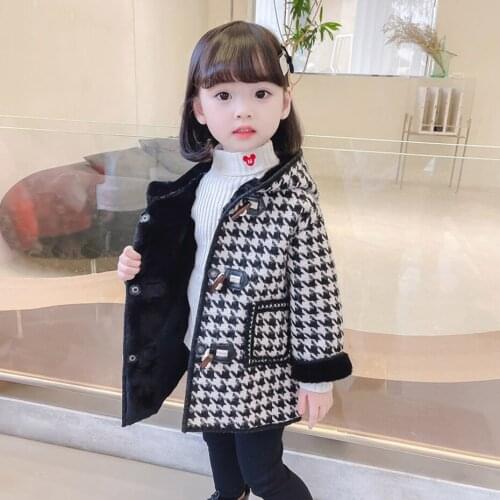 Girls Long Jacket Outerwear Plaid Pattern Girls Coats Casual Style Childrens' Jacket Toddler Childrens Winter Clothes