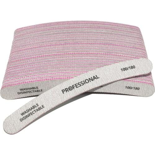 50pcs/lot Double-sided Nail File 100/180 Blocks Nail Polish Polishing Sanding Buffer Sanding Nail Glitter Shiner Curve Manicure