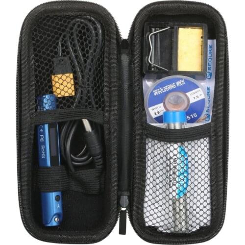 Mini Electric Soldering Iron with LED Digital Display Intelligent Soldering Iron Kit with Storage Bag and 4 Iron Heads Blue