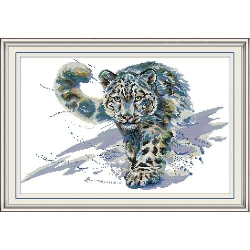 Everlasting Love Snow Leopard 3 Chinese Cross Stitch Kits Ecological Cotton Stamped Printed 14CT DIY Gift Christmas Decoration
