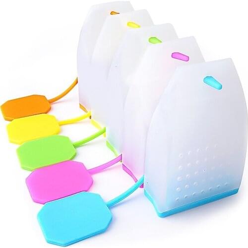 Hot Sale Multi Colors with Rope Silicone Tea Bag Shape Tea Strainer Infuser Ball Tea Filter Kitchen Accessories