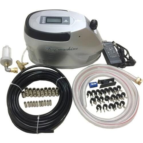 H219 Quality 0.3L/min 40bar fog machine set including 15M tubing & 10pcs anti-drip fog nozzles water spray patio misting cooling