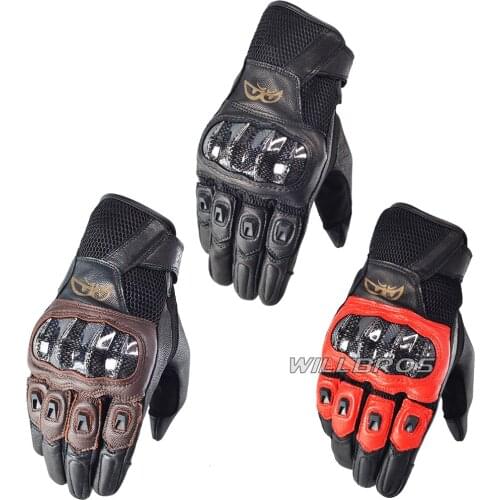 Motorcycle Touch Screen Leather Gloves 3D Breathable Mesh Carbon Shell Guantes Motorbike Riding Moto Street Luvas Mens