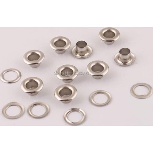 100pcs/lot 9mm outer Silver color Eyelets with washer Grommets for bag garment accessories