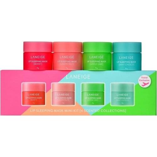 Lip Sleeping Mask Mini Kit (8g*4pcs) Night Sleeping Lip Mask Fruit Natural Extract Hydrating Peel Off Lip Mask Korea Cosmetics