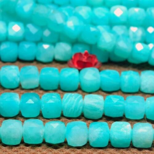 Natural Amazonite Gemstone Faceted Cube Loose Beads Wholesale Jewelry Making 15"