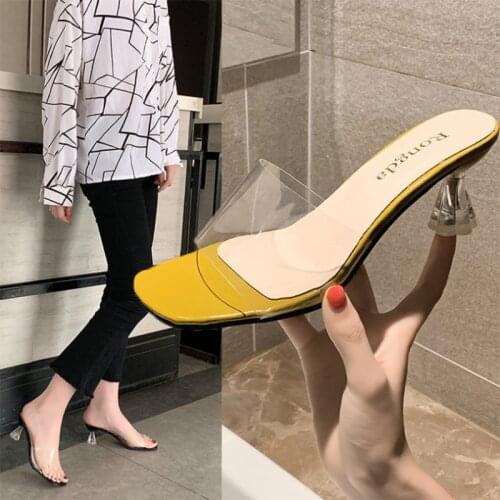 For Spring, summer and autumn new sandals and slippers Korean wild sandals thick heel transparent women sandals women shoes