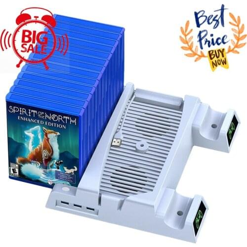 For PS5 Cooling Vertical Stand 2 Controller Charger 2 Cooler Fan 13 Game Storage For Playstation 5 Digital Edition/Ultra HD Cons
