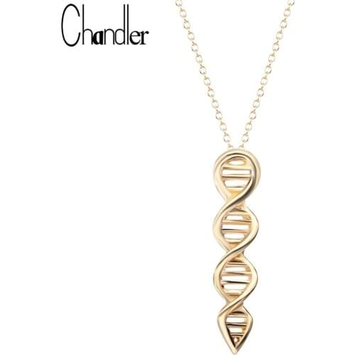 Chandler Sliver Gold Color Science DNA Shape Necklace & Pendant For Women Chemistry Molecule Statement Jewelry Maxi Accessaries