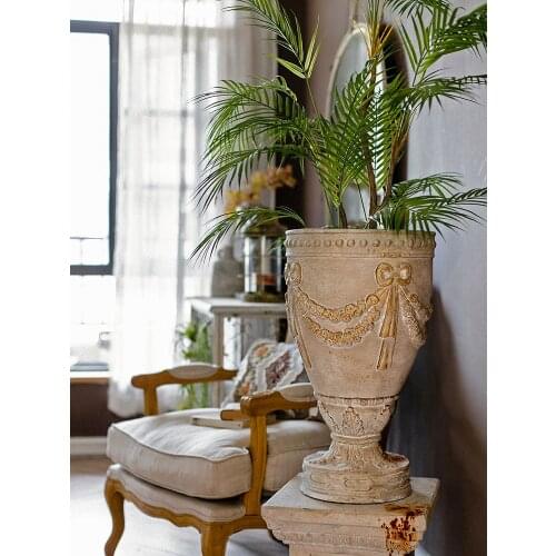 Retro Roman Curtain Pattern Large Flower Pot Decoration Home Villa Living Room Garden Balcony Outdoor Landscaping Wedding Gift
