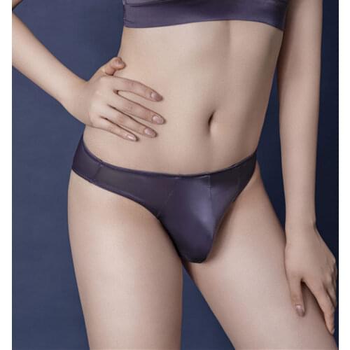 Sexy Unisex Shiny U Convex Pouch G-string Sheer See Through Breathable COCk Ring Sexy Brief Candy Color T-Back Oil Gloosy Thong