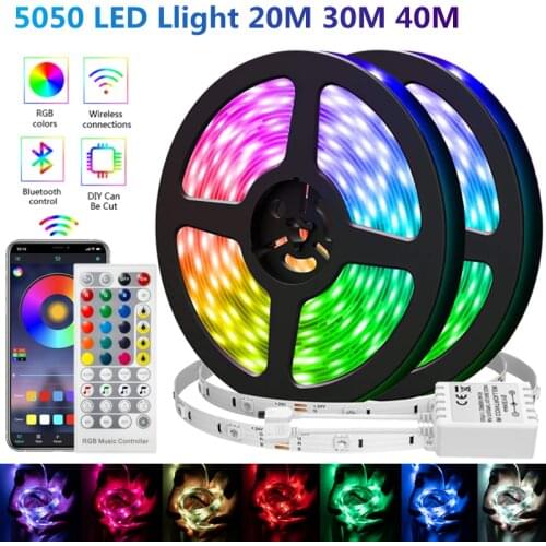 40M 30M LED Strip Light SMD 5050 RGB Flexible Diode Tape Luminous String Bluetooth WIFI Control TV Backlight Bedroom Party Decor