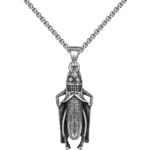 Stainless Steel Punk Rock Vintage Fruit Banana Man Pendant Necklace Jewelry Gift For Him with Chain