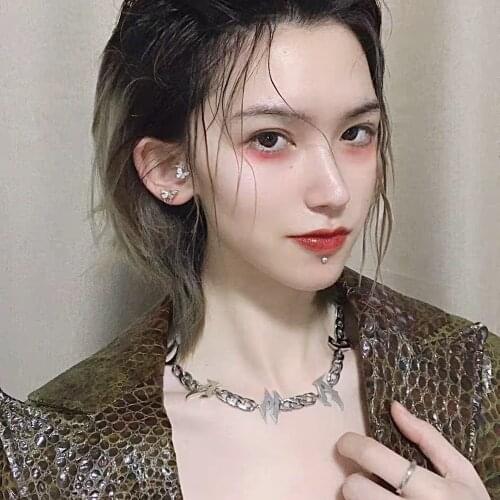 Harajuku Gothic DAMAGE Necklace Choker Women Stainless Steel Cry 4 U Die 4 me Unisex Streetwear Female Collares de Moda 2020