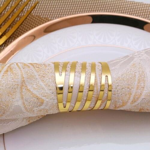 Gold Silver Hollow Out Napkin Rings Back Pattern Wedding Table Decoration Napkin Buckle Holder Home Dinner Ornaments 10pcs/lot