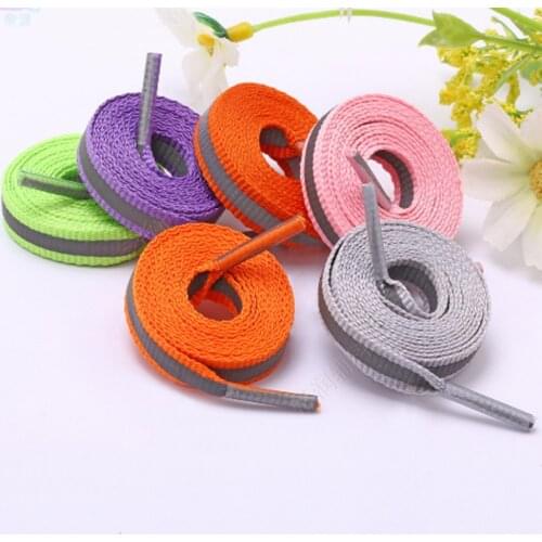 1 Pair 120cm Flat Reflective Runner Shoe Laces Safety Luminous Glowing Shoelaces Unisex for Sport Basketball Canvas Shoes