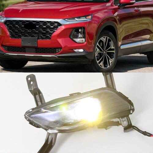 Car Flashing 2PCS For Hyundai Santa Fe SantaFe 2019 2020 LED Daytime Running Light DRL Fog Lamp Day Light Foglights