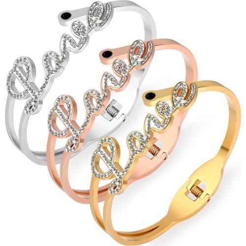 2021 The Most Popular Lover Bangles Fashion Letter Women Bangle Jewelry Gold Color Stainless Steel Charm Bracelets Ladys Bangles