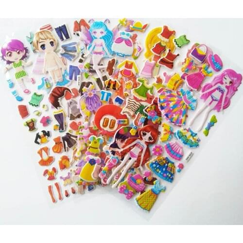 3D Foam Stickers for Children Kids DIY Funny Toys Dress Up Stickers 6 Sheets Pack Gommettes Pour Enfants Cartoon Girls Stiker