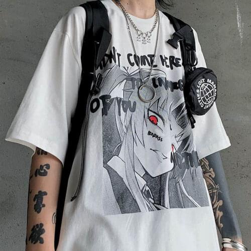 Anime tshirts Diablo high street short sleeve t-shirt men summer new two dimensional girl printing Harajuk trend loose preppy