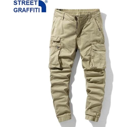 New Men Tactical Cargo Pants Mens Cotton Multiple Pocket Joggers Hip Hop pants Men street fashion Tie feet Breathable Trousers