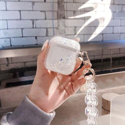 For Airpods 12 Bracelets Lanyard Chain Strap Liquid Quicksand Case for Apple Airpods pro Wireless Earphone Cover Chaging Box