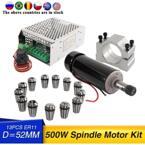 DIY CNC power governor ER11 chuck + 500W air-cooled spindle motor 0.5K For 3D Printer Monitor Equipment